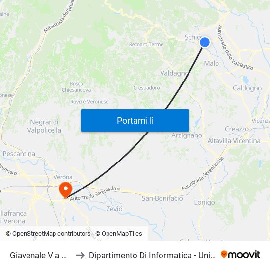 Giavenale Via Amendola to Dipartimento Di Informatica - Università Di Verona map