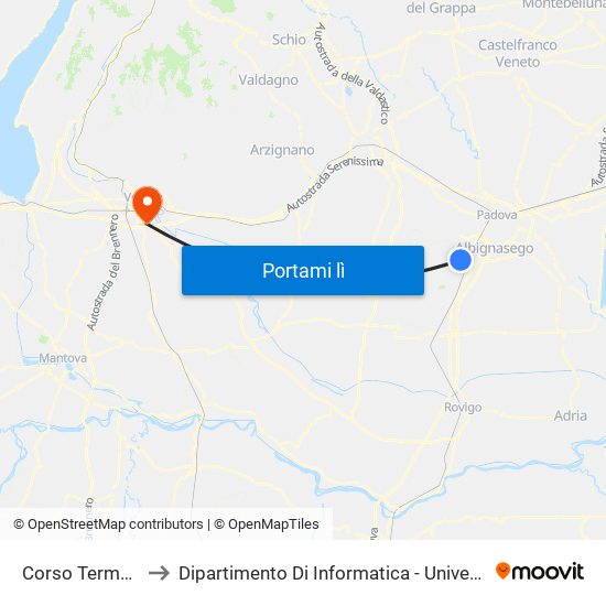 Corso Terme Fr. 92 to Dipartimento Di Informatica - Università Di Verona map