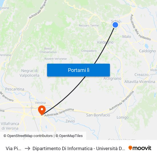 Via Pio X to Dipartimento Di Informatica - Università Di Verona map