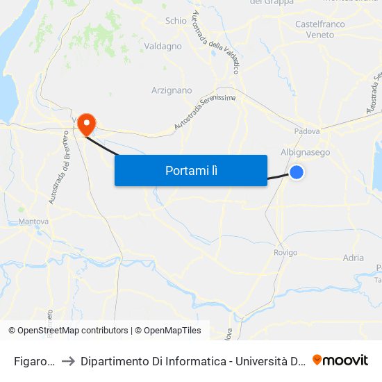 Figaroli R to Dipartimento Di Informatica - Università Di Verona map