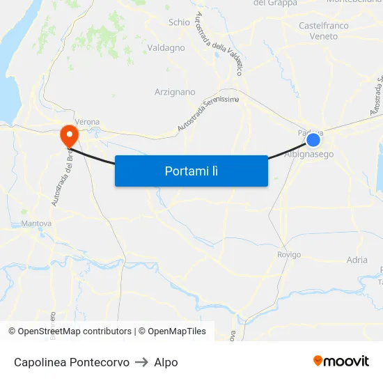 Capolinea Pontecorvo to Alpo map