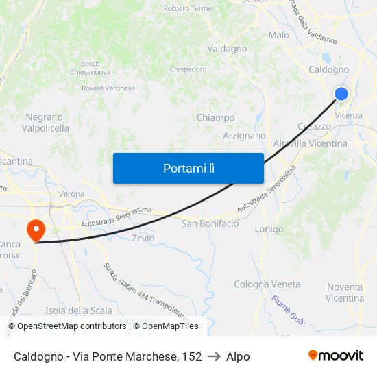 Caldogno - Via Ponte Marchese, 152 to Alpo map