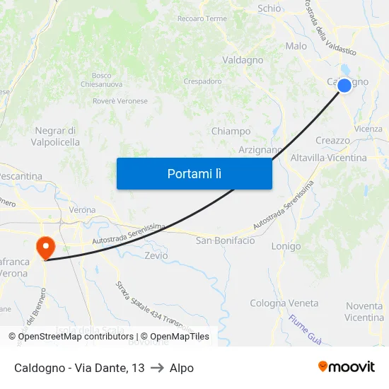 Caldogno - Via Dante, 13 to Alpo map