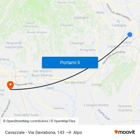 Cavazzale - Via Saviabona, 143 to Alpo map