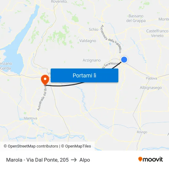 Marola - Via Dal Ponte, 205 to Alpo map