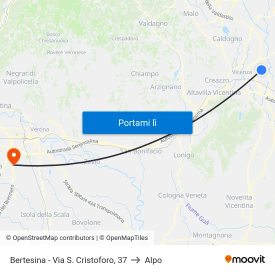 Bertesina - Via S. Cristoforo, 37 to Alpo map