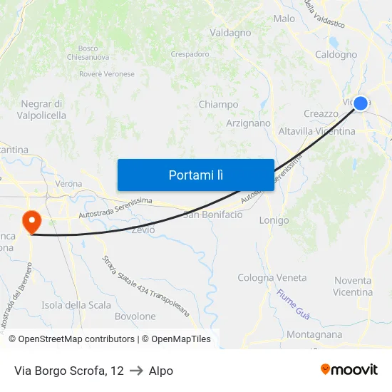 Via Borgo Scrofa, 12 to Alpo map