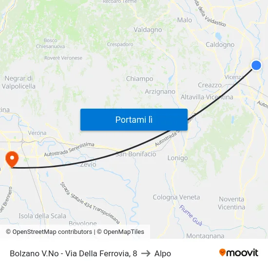 Bolzano V.No - Via Della Ferrovia, 8 to Alpo map
