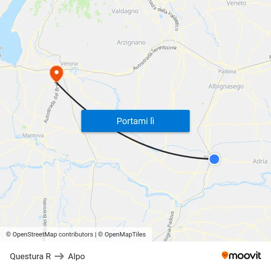 Questura R to Alpo map