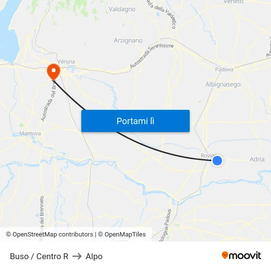 Buso / Centro R to Alpo map