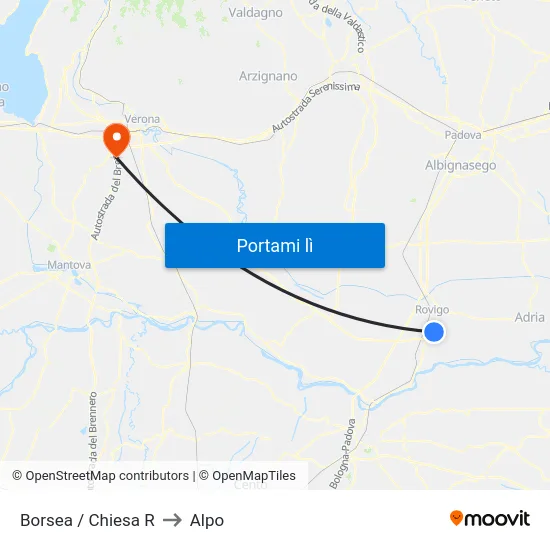 Borsea / Chiesa R to Alpo map
