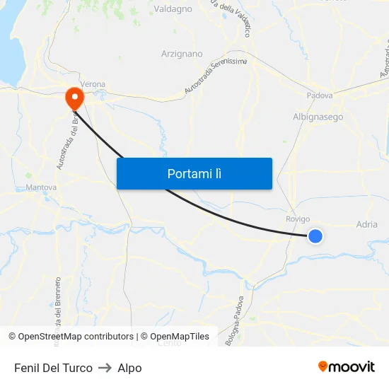 Fenil Del Turco to Alpo map