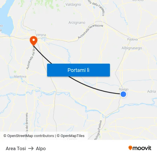 Area Tosi to Alpo map