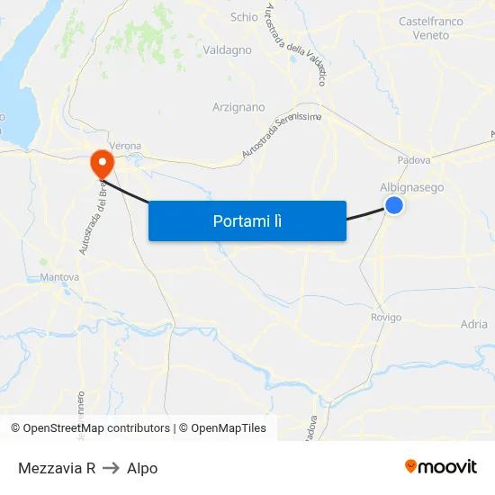 Mezzavia R to Alpo map