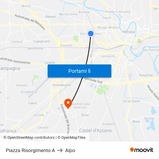 Piazza Risorgimento A to Alpo map