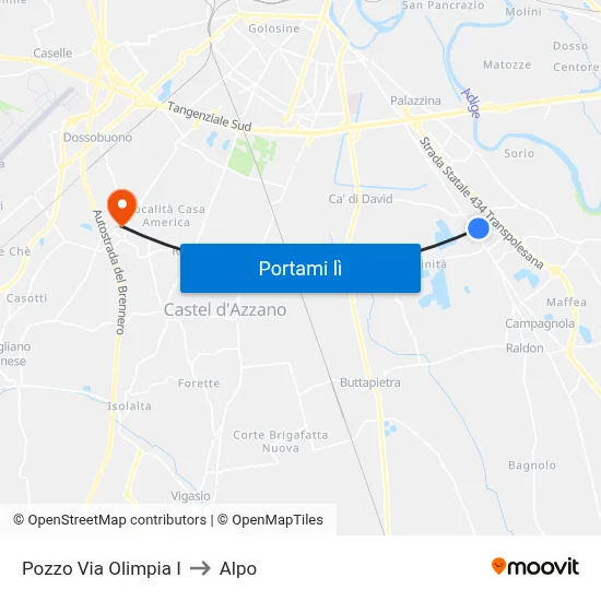 Pozzo Via Olimpia I to Alpo map