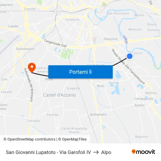 San Giovanni Lupatoto - Via Garofoli IV to Alpo map