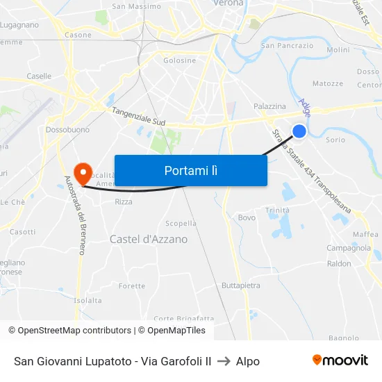 San Giovanni Lupatoto - Via Garofoli II to Alpo map