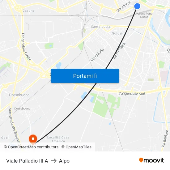 Viale Palladio III A to Alpo map