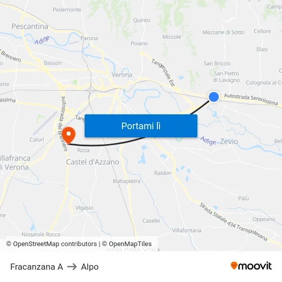 Fracanzana A to Alpo map