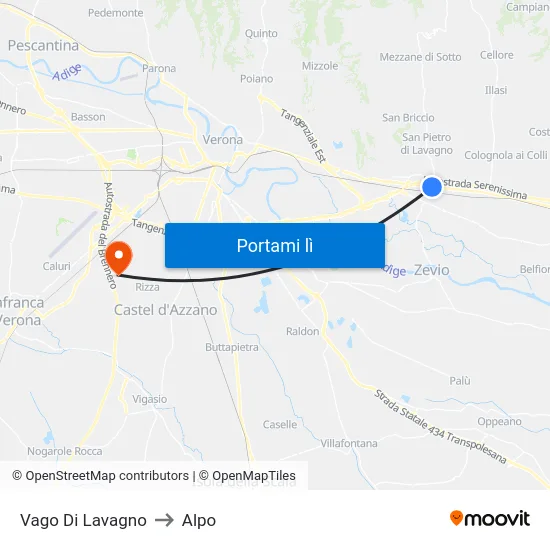 Vago Di Lavagno to Alpo map