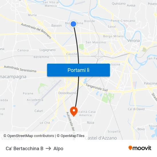 Ca' Bertacchina B to Alpo map