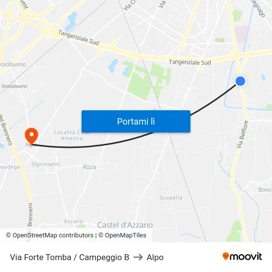 Via Forte Tomba / Campeggio B to Alpo map