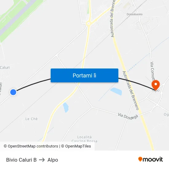 Bivio Caluri B to Alpo map