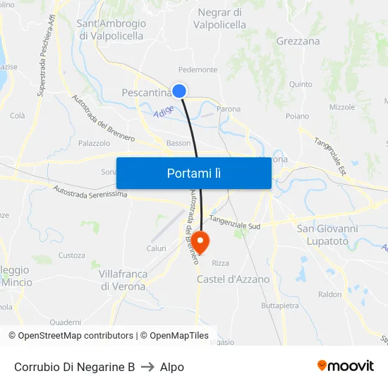Corrubio Di Negarine B to Alpo map