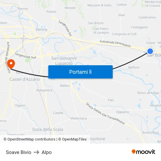 Soave Bivio to Alpo map