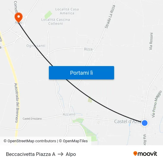 Beccacivetta Piazza A to Alpo map