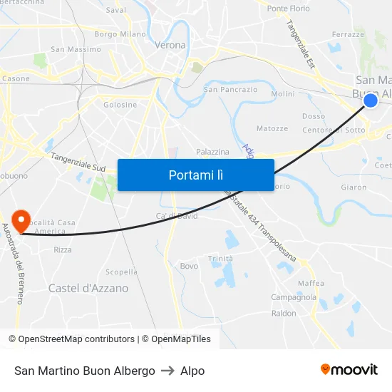 San Martino Buon Albergo to Alpo map