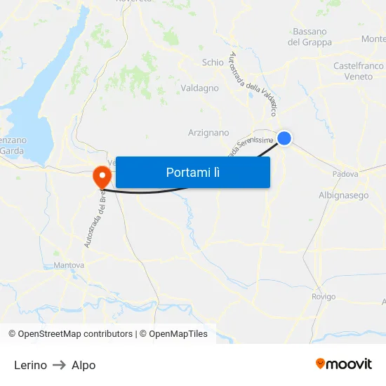 Lerino to Alpo map