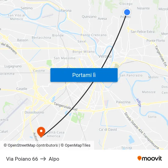 Via Poiano 66 to Alpo map