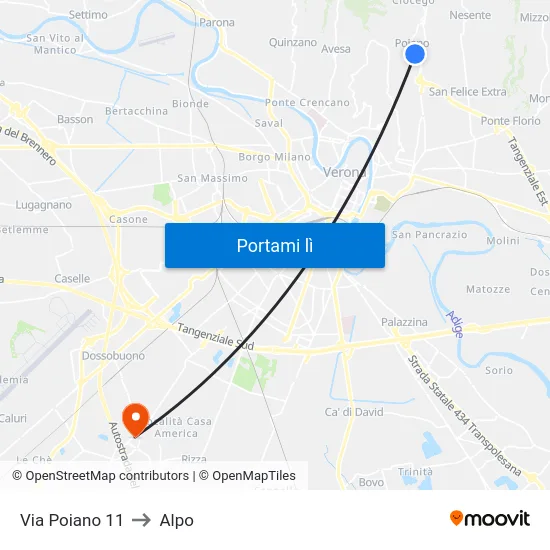 Via Poiano 11 to Alpo map
