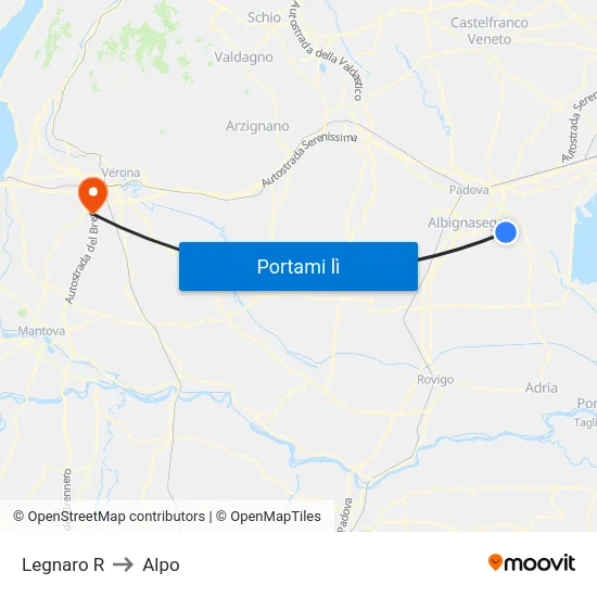 Legnaro R to Alpo map