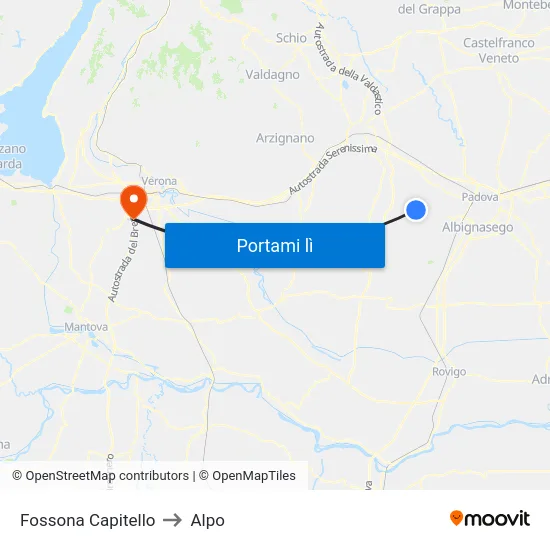 Fossona Capitello to Alpo map