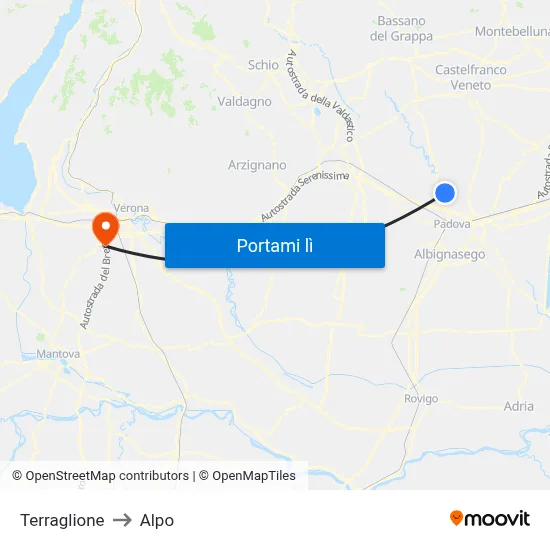 Terraglione to Alpo map