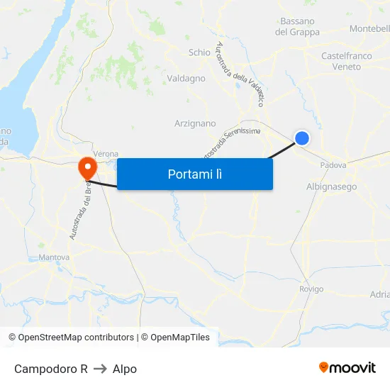 Campodoro R to Alpo map