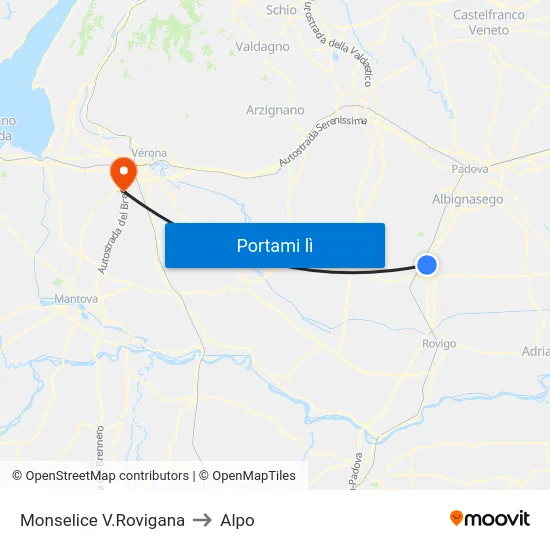 Monselice V.Rovigana to Alpo map