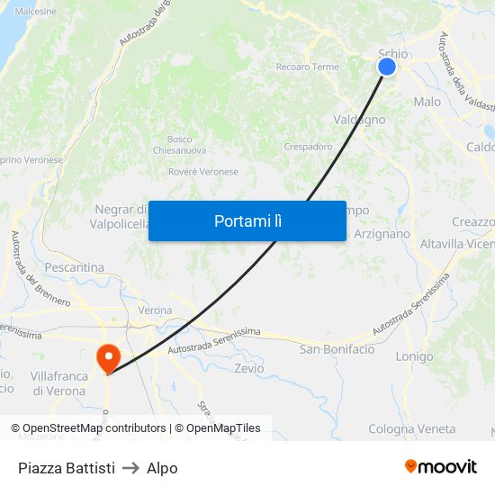 Piazza Battisti to Alpo map