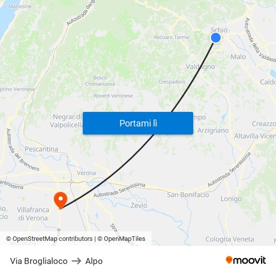 Via Broglialoco to Alpo map