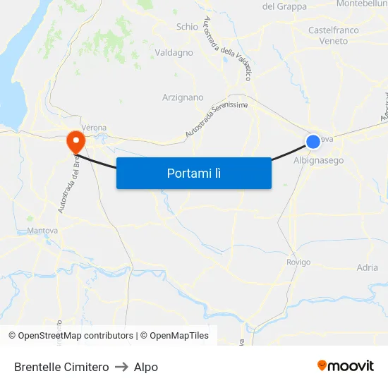 Brentelle Cimitero to Alpo map