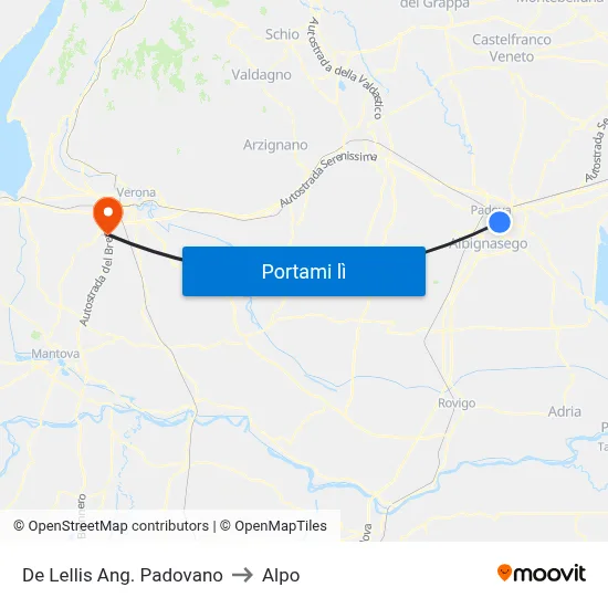 De Lellis Ang. Padovano to Alpo map