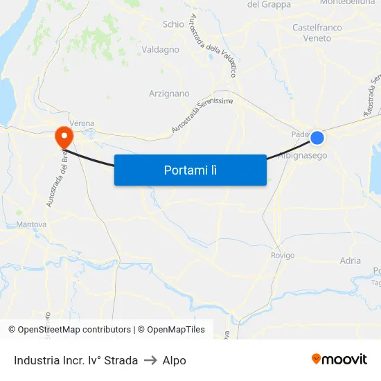 Industria Incr. Iv° Strada to Alpo map