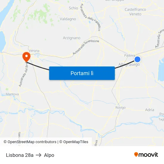 Lisbona 28a to Alpo map