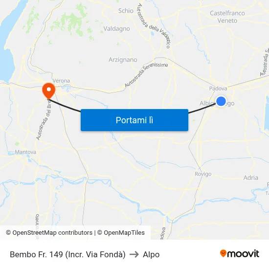 Bembo Fr. 149  (Incr. Via Fondà) to Alpo map