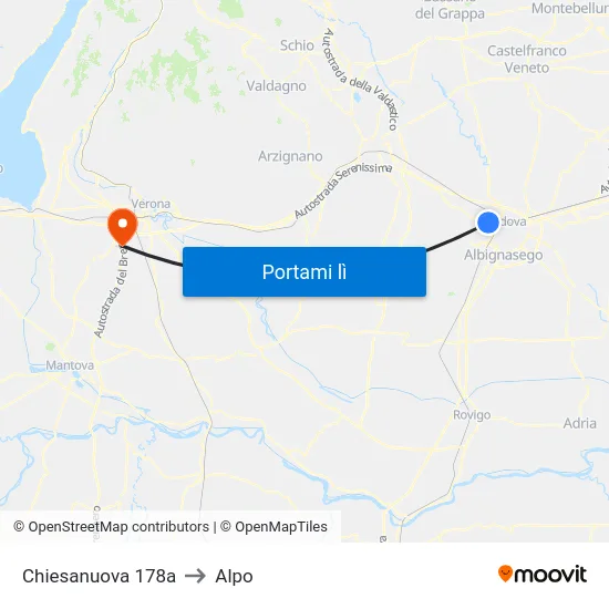 Chiesanuova 178a to Alpo map