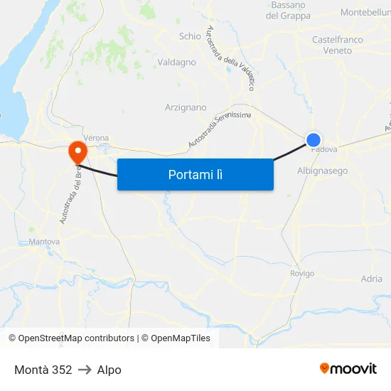 Montà 352 to Alpo map