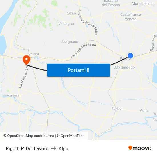 Rigotti P. Del Lavoro to Alpo map